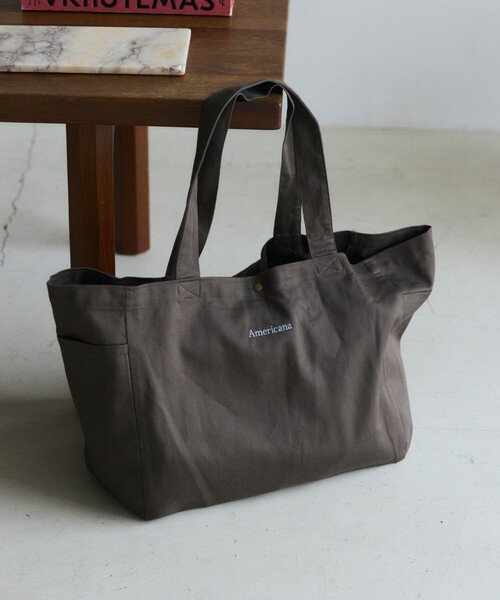 AMERICANA(アメリカーナ)の「Americana/アメリカーナ × Firsthand 別注embroidery TOTE BAG L / ロゴ刺繍 トートバッグ Lサイズ 限定展開(トートバッグ・レディース・ピンク/チャコールグレー/ダークブラウン/ベージュ・FREE)」の12枚目の写真