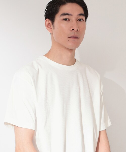 THE SHOP TK (ザ ショップ ティーケー )の「【接触冷感/吸水速乾/UVカット】パーフェクテック リンクス柄 半袖Tシャツ(Tシャツ/カットソー・メンズ・ネイビー/オフホワイト/サックスブルー・02/03/04)」の1枚目の写真