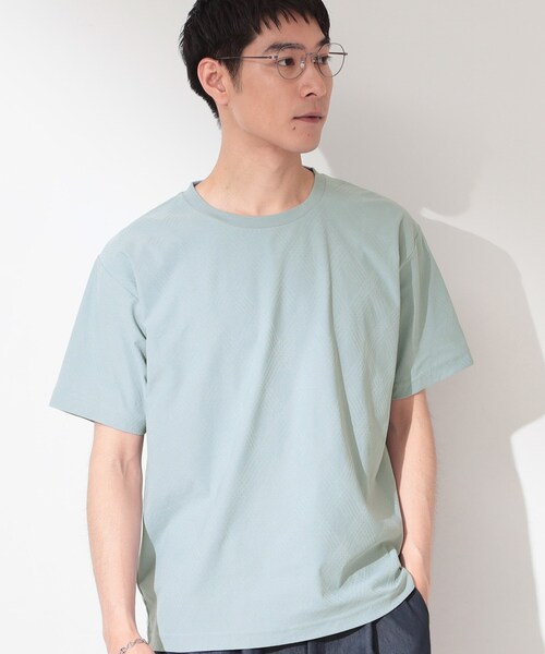 THE SHOP TK (ザ ショップ ティーケー )の「【接触冷感/吸水速乾/UVカット】パーフェクテック リンクス柄 半袖Tシャツ(Tシャツ/カットソー・メンズ・ネイビー/オフホワイト/サックスブルー・02/03/04)」の3枚目の写真