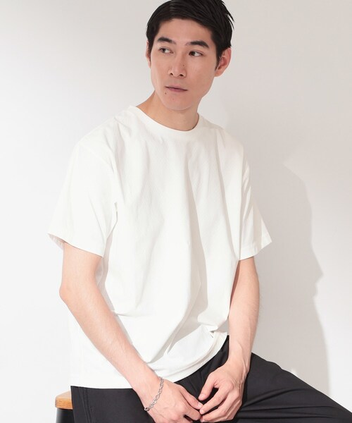 THE SHOP TK (ザ ショップ ティーケー )の「【接触冷感/吸水速乾/UVカット】パーフェクテック リンクス柄 半袖Tシャツ(Tシャツ/カットソー・メンズ・ネイビー/オフホワイト/サックスブルー・02/03/04)」の4枚目の写真