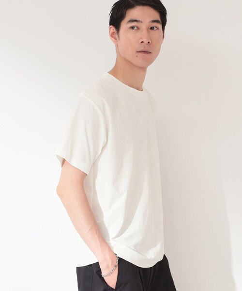 THE SHOP TK (ザ ショップ ティーケー )の「【接触冷感/吸水速乾/UVカット】パーフェクテック リンクス柄 半袖Tシャツ(Tシャツ/カットソー・メンズ・ネイビー/オフホワイト/サックスブルー・02/03/04)」の5枚目の写真