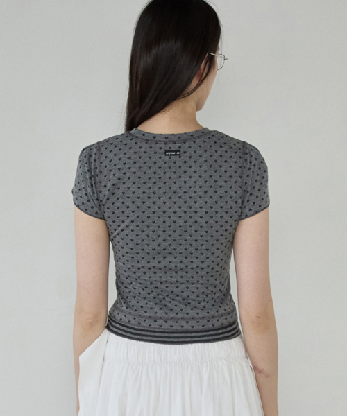 RENSE（レンセ）の「Mini Heart Tee Charcoal（Tシャツ/カットソー・レディース・その他・OS）」の2枚目の写真