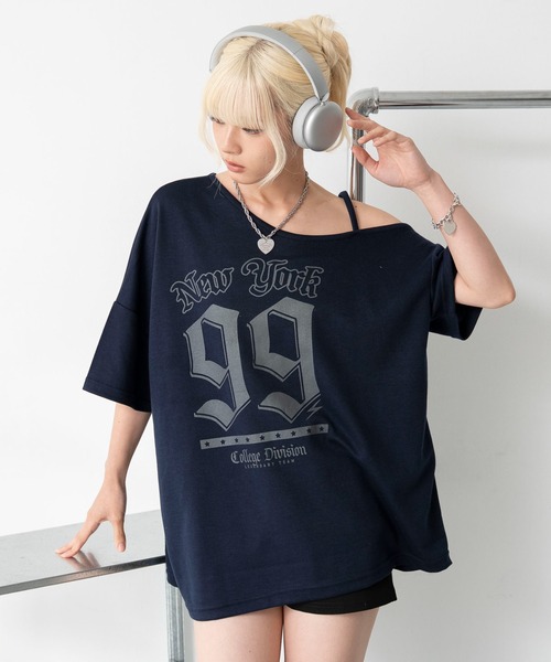 WEGO(ウィゴー)の「WEGO/ワンショルナンバリングビッグT(Tシャツ/カットソー・レディース・ネイビー/ホワイト・FREE)」の8枚目の写真