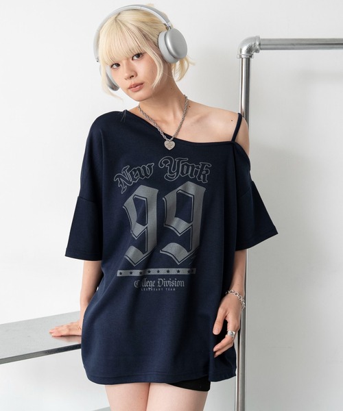 WEGO(ウィゴー)の「WEGO/ワンショルナンバリングビッグT(Tシャツ/カットソー・レディース・ネイビー/ホワイト・FREE)」の9枚目の写真