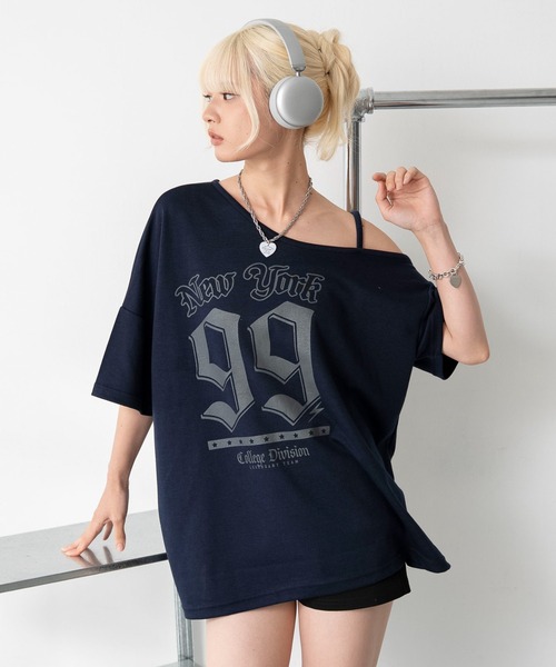 WEGO(ウィゴー)の「WEGO/ワンショルナンバリングビッグT(Tシャツ/カットソー・レディース・ネイビー/ホワイト・FREE)」の10枚目の写真