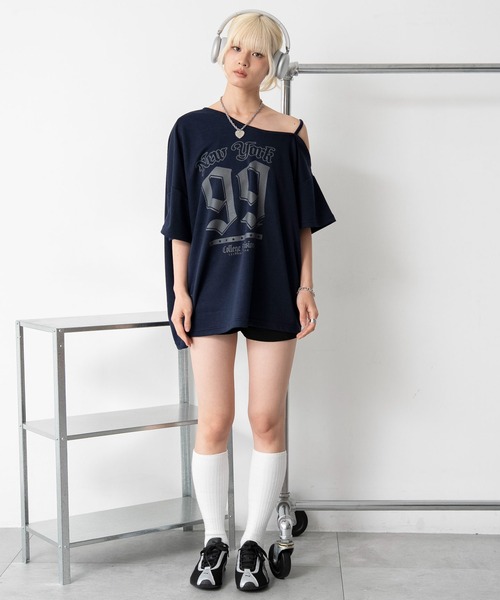 WEGO(ウィゴー)の「WEGO/ワンショルナンバリングビッグT(Tシャツ/カットソー・レディース・ネイビー/ホワイト・FREE)」の11枚目の写真