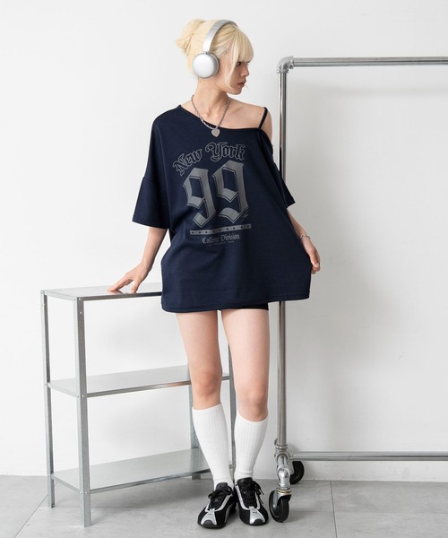 WEGO(ウィゴー)の「WEGO/ワンショルナンバリングビッグT(Tシャツ/カットソー・レディース・ネイビー/ホワイト・FREE)」の12枚目の写真