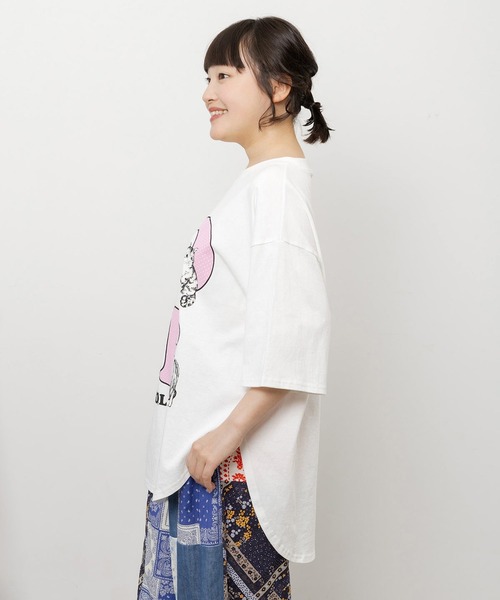ScoLar(スカラー)の「ScoLar(スカラー) ドットスカラー わんにゃん柄Tシャツ(Tシャツ/カットソー・レディース・オフホワイト/ブラック/チャコールグレー・MEDIUM)」の13枚目の写真