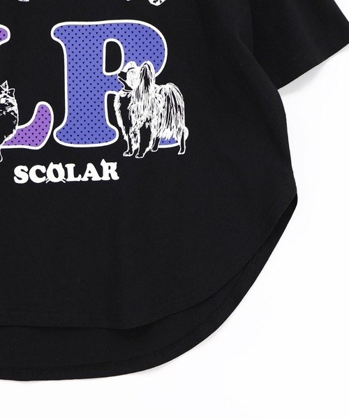 ScoLar(スカラー)の「ScoLar(スカラー) ドットスカラー わんにゃん柄Tシャツ(Tシャツ/カットソー・レディース・オフホワイト/ブラック/チャコールグレー・MEDIUM)」の9枚目の写真