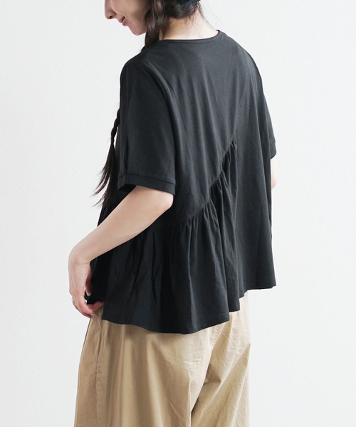 e-zakkamania stores(イーザッカマニアストアーズ)の「アシンメトリーペプラム カットソープルオーバー(Tシャツ/カットソー・レディース・ミント/ブラック/オフホワイト・フリー)」の3枚目の写真