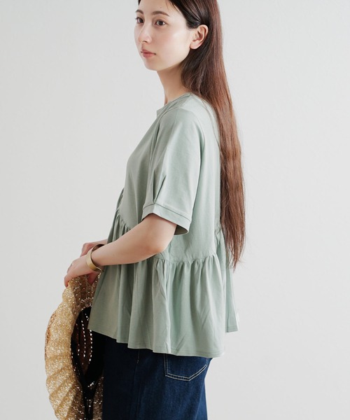 e-zakkamania stores(イーザッカマニアストアーズ)の「アシンメトリーペプラム カットソープルオーバー(Tシャツ/カットソー・レディース・ミント/ブラック/オフホワイト・フリー)」の8枚目の写真