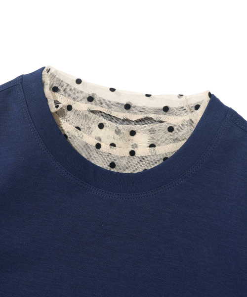 CARGOBROS FOR WOMAN(カーゴブロスフォーウィメン)の「ドットシースルーロングスリーブレイヤード半袖Tシャツセット(アイボリー/ネイビー)(Tシャツ/カットソー・レディース・その他・FREE)」の5枚目の写真