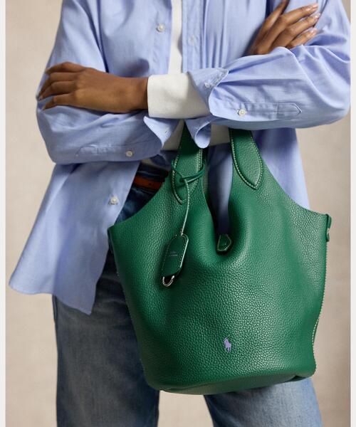 POLO RALPH LAUREN(ポロ ラルフ ローレン)の「Polo Play レザー トート(トートバッグ・レディース・グリーン系2・ONE)」の6枚目の写真