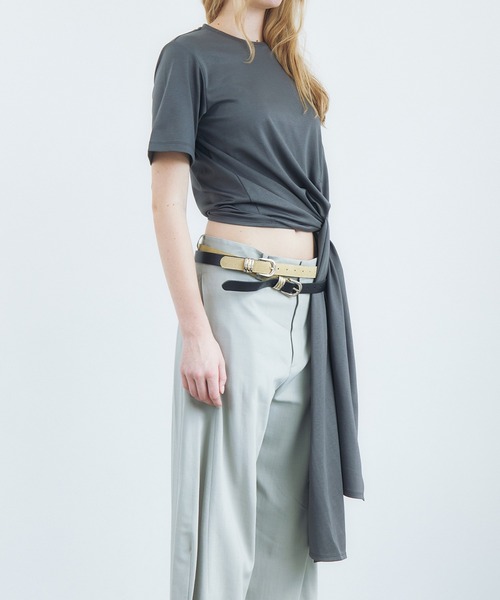 LE CIEL BLEU(ルシェルブルー)の「タイディテールTシャツ / Tie-Detail T-Shirt(Tシャツ/カットソー・レディース・チャコールグレー/オフホワイト・36)」の15枚目の写真