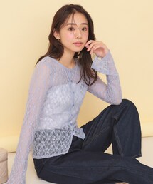 index | 前後2wayレースフレアスリーブトップス【洗濯機OK】(Tシャツ/カットソー)