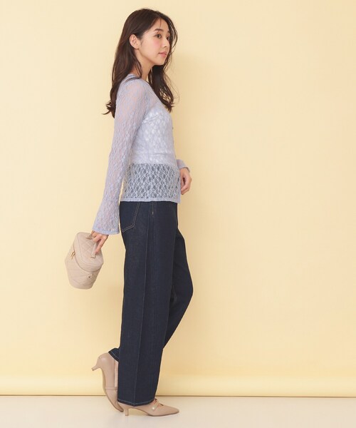index(インデックス)の「前後2wayレースフレアスリーブトップス【洗濯機OK】(Tシャツ/カットソー・レディース・ブラック/ライトブルー/オフホワイト・38/40)」の9枚目の写真