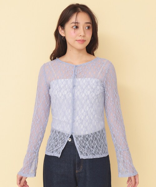 index(インデックス)の「前後2wayレースフレアスリーブトップス【洗濯機OK】(Tシャツ/カットソー・レディース・ブラック/ライトブルー/オフホワイト・38/40)」の11枚目の写真
