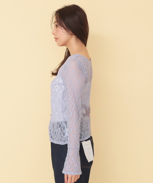 index(インデックス)の「前後2wayレースフレアスリーブトップス【洗濯機OK】(Tシャツ/カットソー・レディース・ブラック/ライトブルー/オフホワイト・38/40)」の12枚目の写真