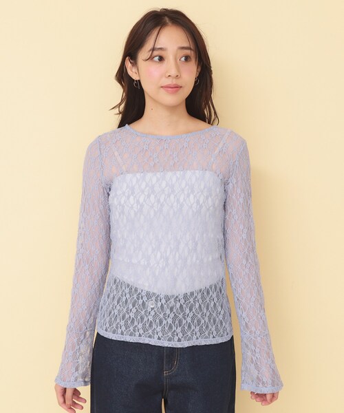 index(インデックス)の「前後2wayレースフレアスリーブトップス【洗濯機OK】(Tシャツ/カットソー・レディース・ブラック/ライトブルー/オフホワイト・38/40)」の17枚目の写真