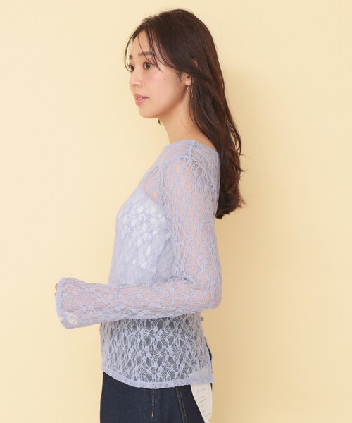 index(インデックス)の「前後2wayレースフレアスリーブトップス【洗濯機OK】(Tシャツ/カットソー・レディース・ブラック/ライトブルー/オフホワイト・38/40)」の18枚目の写真
