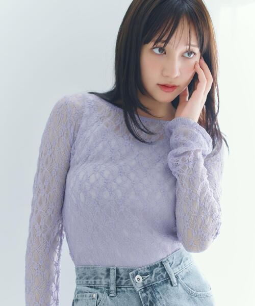 index(インデックス)の「前後2wayレースフレアスリーブトップス【洗濯機OK】(Tシャツ/カットソー・レディース・ブラック/ライトブルー/オフホワイト・38/40)」の21枚目の写真