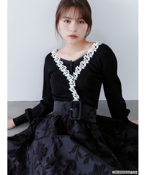 SNIDEL(スナイデル)の「ジャガードボリュームスカート(スカート・レディース・オフホワイト/ラベンダー/ブラック・0/1)」の5枚目の写真