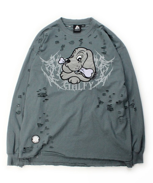 GALFY(ガルフィー)の「GALFY-犬ダメージロンTee(Tシャツ/カットソー・メンズ・ブラック/アイボリー/ブルーグレー・XL/L)」の22枚目の写真