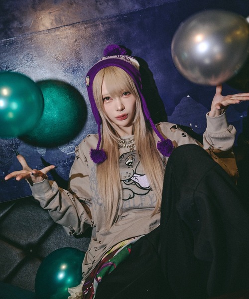 GALFY(ガルフィー)の「GALFY-犬ダメージロンTee(Tシャツ/カットソー・メンズ・ブラック/アイボリー/ブルーグレー・XL/L)」の4枚目の写真