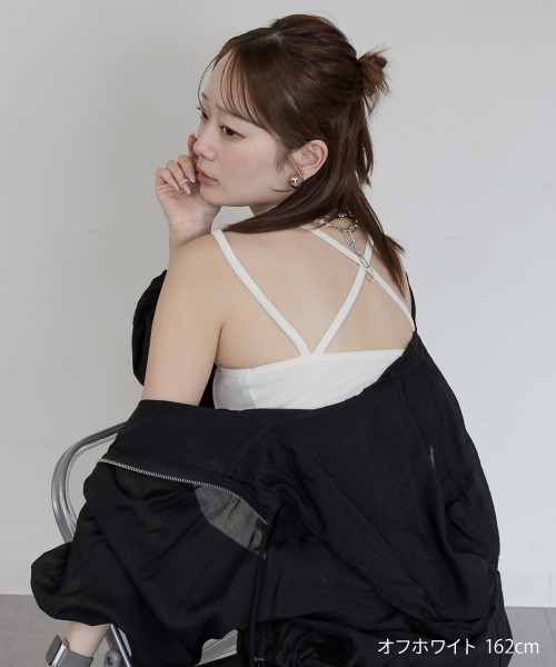 mellomela.（メロメラ）の「バッククロスコットンキャミソール（キャミソール・レディース・オフホワイト/ブラック・L/M）」の14枚目の写真