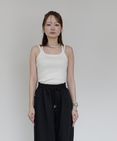 mellomela.（メロメラ）の「バッククロスコットンキャミソール（キャミソール・レディース・オフホワイト/ブラック・L/M）」の9枚目の写真