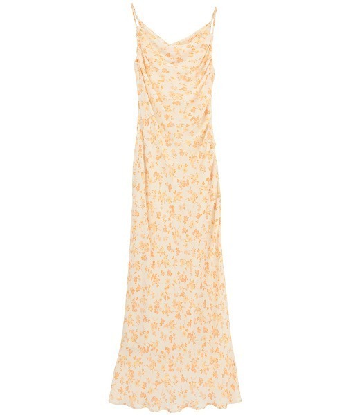 CLANE(クラネ)の「CLANE/クラネ/MABEL FLOWER DRAPE CAMI ONEPIECE(ワンピース・レディース・ブラック/オレンジ・1)」の2枚目の写真