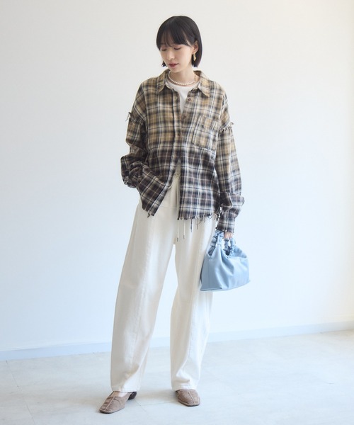 Paradise Picnic(パラダイスピクニック)の「Dignite Collier ガーメントダイサイド切替パンツ(その他パンツ・レディース・ホワイト/ブラウン/ブラック・FREE)」の4枚目の写真