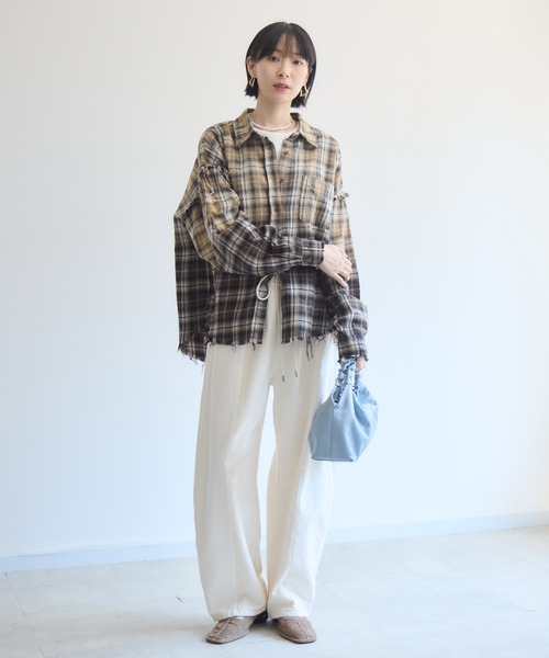 Paradise Picnic(パラダイスピクニック)の「Dignite Collier ガーメントダイサイド切替パンツ(その他パンツ・レディース・ホワイト/ブラウン/ブラック・FREE)」の19枚目の写真