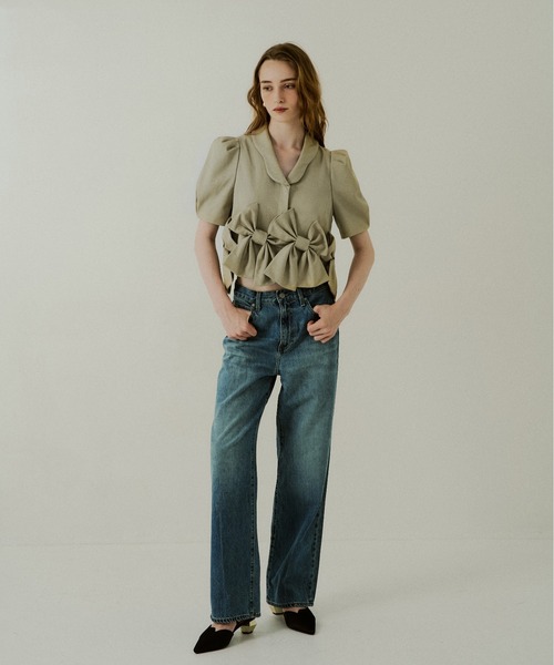 LE'RURE(リルアー)の「Ribbon half sleeve jacket(セットアップ・レディース・ブラウン系その他/ネイビー/ベージュ・SMALL/MEDIUM)」の21枚目の写真