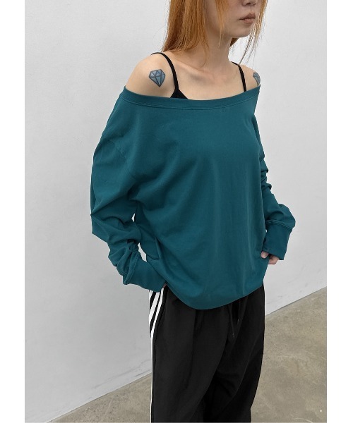 BLACKUP（ブラックアップ）の「[MADE] キクンボートネックオーバーフィット長袖Tシャツ（Tシャツ/カットソー・レディース・レッド/グレー/ブラック/ブルーグリーン・FREE）」の15枚目の写真