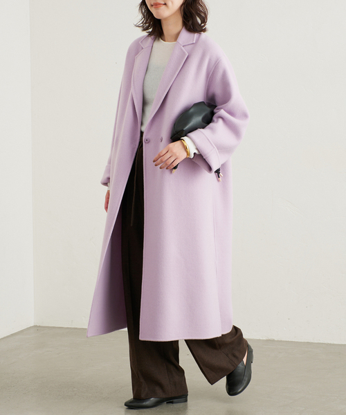 SLOBE IENA(スローブイエナ)の「《シリーズあり/追加》souple woolダブルフェイスチェスターコート(チェスターコート・レディース・キャメル/ダークパープル/カーキ/ネイビー・38/36)」の4枚目の写真