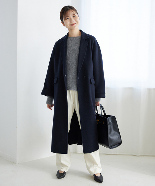 SLOBE IENA(スローブイエナ)の「《シリーズあり/追加》souple woolダブルフェイスチェスターコート(チェスターコート・レディース・キャメル/ダークパープル/カーキ/ネイビー・38/36)」の13枚目の写真
