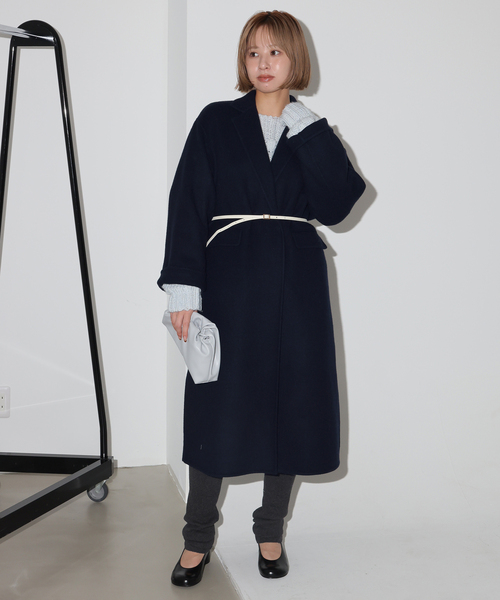 SLOBE IENA(スローブイエナ)の「《シリーズあり/追加》souple woolダブルフェイスチェスターコート(チェスターコート・レディース・キャメル/ダークパープル/カーキ/ネイビー・38/36)」の14枚目の写真