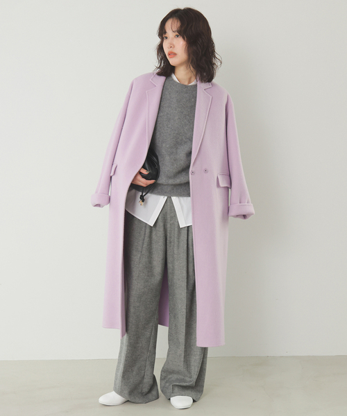 SLOBE IENA(スローブイエナ)の「《シリーズあり/追加》souple woolダブルフェイスチェスターコート(チェスターコート・レディース・キャメル/ダークパープル/カーキ/ネイビー・38/36)」の16枚目の写真