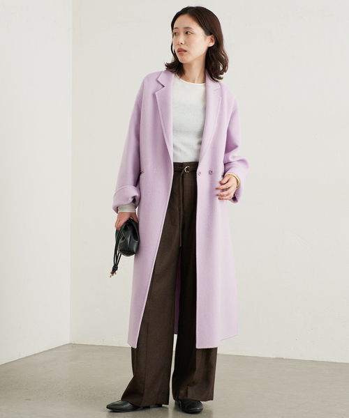 SLOBE IENA(スローブイエナ)の「《シリーズあり/追加》souple woolダブルフェイスチェスターコート(チェスターコート・レディース・キャメル/ダークパープル/カーキ/ネイビー・38/36)」の17枚目の写真