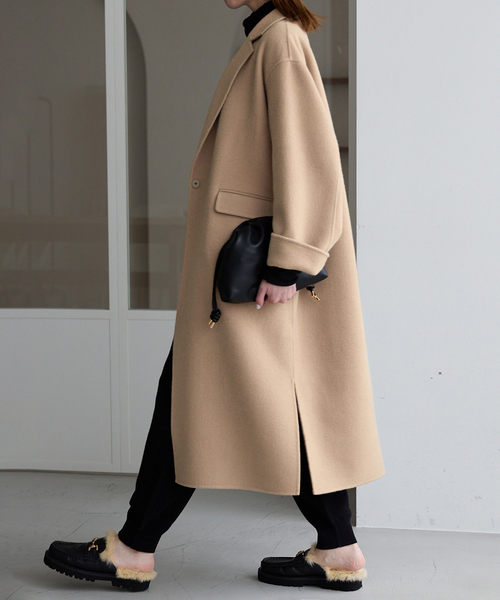 SLOBE IENA(スローブイエナ)の「《シリーズあり/追加》souple woolダブルフェイスチェスターコート(チェスターコート・レディース・キャメル/ダークパープル/カーキ/ネイビー・38/36)」の20枚目の写真