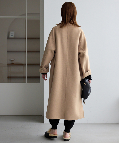 SLOBE IENA(スローブイエナ)の「《シリーズあり/追加》souple woolダブルフェイスチェスターコート(チェスターコート・レディース・キャメル/ダークパープル/カーキ/ネイビー・38/36)」の22枚目の写真