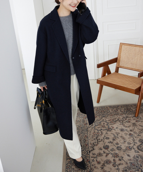 SLOBE IENA(スローブイエナ)の「《シリーズあり/追加》souple woolダブルフェイスチェスターコート(チェスターコート・レディース・キャメル/ダークパープル/カーキ/ネイビー・38/36)」の5枚目の写真