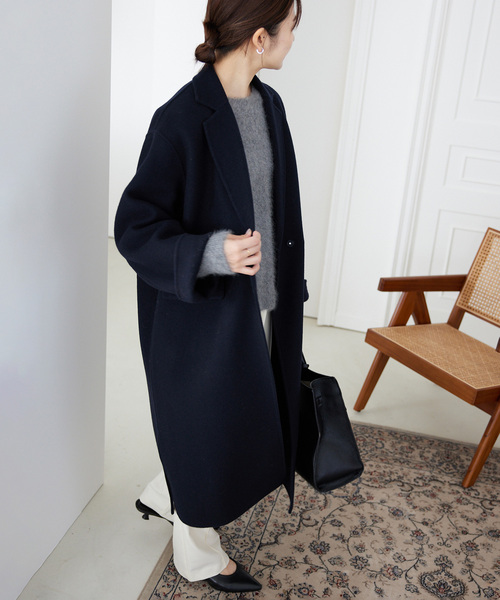 SLOBE IENA(スローブイエナ)の「《シリーズあり/追加》souple woolダブルフェイスチェスターコート(チェスターコート・レディース・キャメル/ダークパープル/カーキ/ネイビー・38/36)」の7枚目の写真