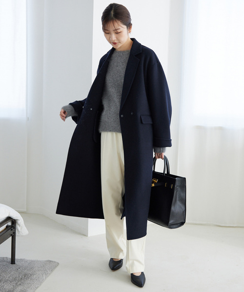 SLOBE IENA(スローブイエナ)の「《シリーズあり/追加》souple woolダブルフェイスチェスターコート(チェスターコート・レディース・キャメル/ダークパープル/カーキ/ネイビー・38/36)」の8枚目の写真