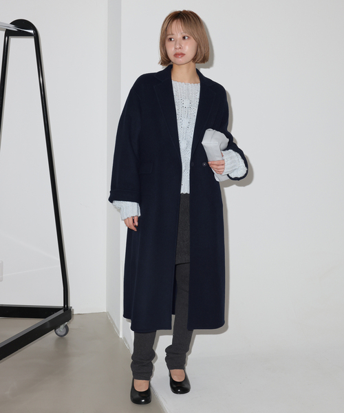 SLOBE IENA(スローブイエナ)の「《シリーズあり/追加》souple woolダブルフェイスチェスターコート(チェスターコート・レディース・キャメル/ダークパープル/カーキ/ネイビー・38/36)」の11枚目の写真