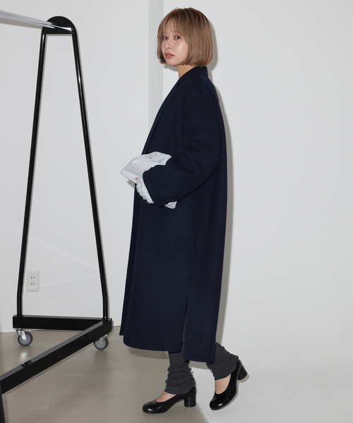SLOBE IENA(スローブイエナ)の「《シリーズあり/追加》souple woolダブルフェイスチェスターコート(チェスターコート・レディース・キャメル/ダークパープル/カーキ/ネイビー・38/36)」の12枚目の写真