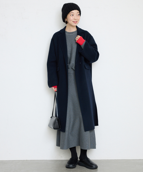 SLOBE IENA(スローブイエナ)の「《シリーズあり/追加》souple woolダブルフェイスチェスターコート(チェスターコート・レディース・キャメル/ダークパープル/カーキ/ネイビー・38/36)」の21枚目の写真