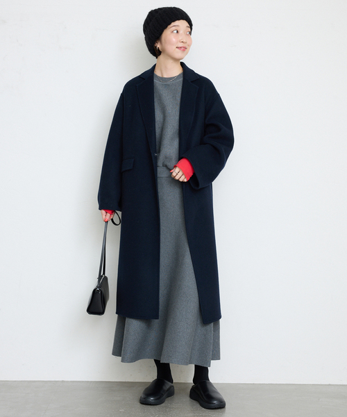 SLOBE IENA(スローブイエナ)の「《シリーズあり/追加》souple woolダブルフェイスチェスターコート(チェスターコート・レディース・キャメル/ダークパープル/カーキ/ネイビー・38/36)」の22枚目の写真