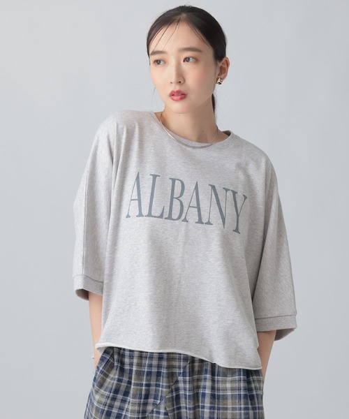 LEPSIM(レプシィム)の「ミニ裏毛ドルマンプリント6分袖 840430(Tシャツ/カットソー・レディース・チャコールグレー/ライトグレー・FREE)」の6枚目の写真